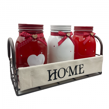 Set 3 Recipiente bucatarie HOME, Suport metal, 30x11x14cm [1]