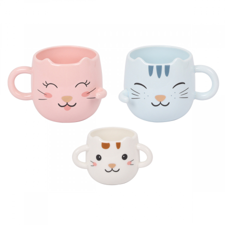 Cani Ceramica - Set 3 Cani cu Pisica HAPPY FAMILY