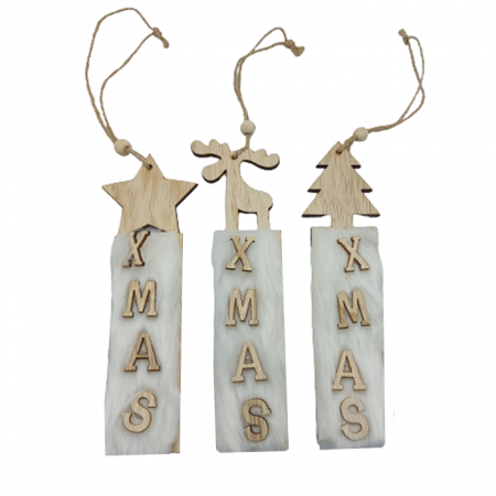 Colectia Alb & Argintiu - Set 3 Ornamente Craciun FLUFFY XMAS, 20cm