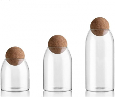 Set 3 Recipiente sticla borosilicata INGA, Cu capac pluta [1]