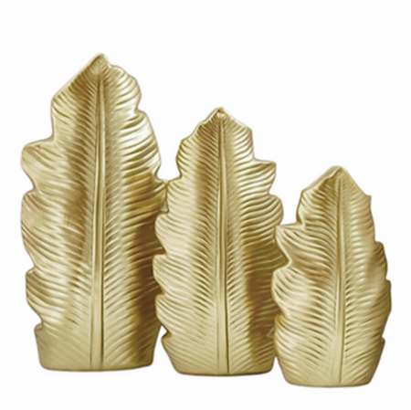Vaze & Vase Decorative - Set 3 Vaze ceramica FEATHER, Auriu