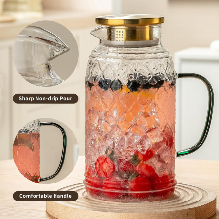 Carafa cu filtru si capac TRUDI, 1500 ml, Sticla borosilicata [2]