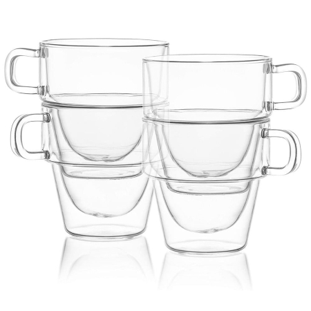 Set 4 Cani sticla termorezistenta COFFEE Suprapozabile [1]