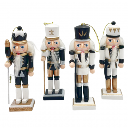 FIGURINE SPARGATORUL DE NUCI - Set 4 Figurine Craciun - Spargatorul de Nuci MERRY, Negru Auriu,12cm