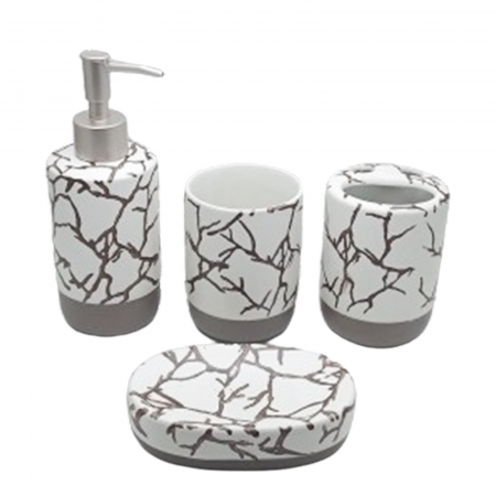 Set 4 piese accesorii baie BERNARDO, Alb/ Maro [1]