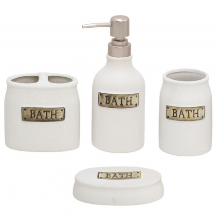 HOME & DECO - Set 4 piese accesorii baie ROYAL, Alb