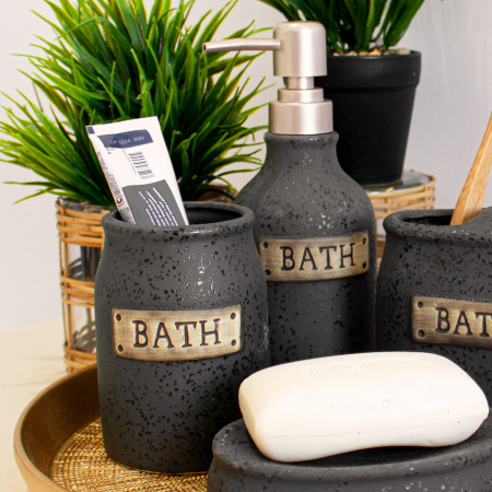 Cutii & Cosuri Depozitare - Set 4 piese accesorii baie ROYAL, Gri