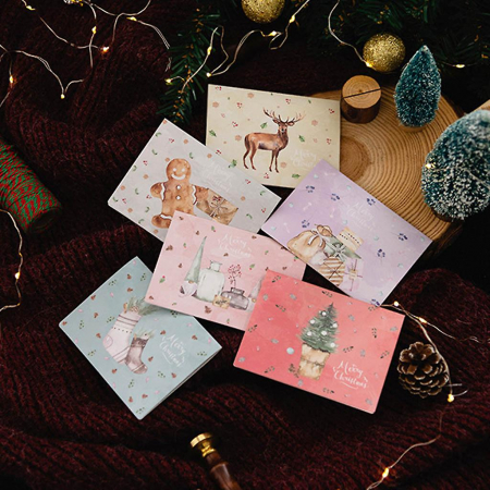 Felicitare Craciun Pastel Xmas 8.5x11.5cm, Set 6 bucati [2]