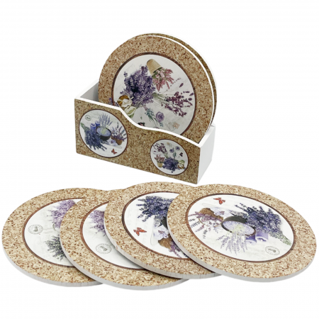 Utile Bucatarie & Servire - Set 6 Suporturi de pahare LAVENDER, 10cm