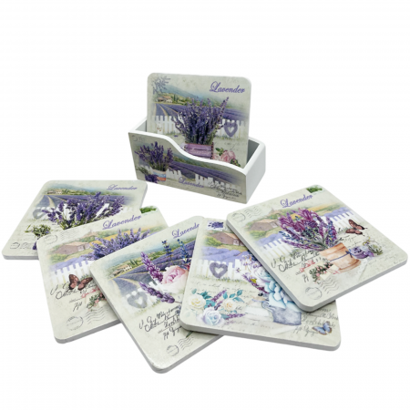 BUCATARIE & SERVIRE - Set 6 Suporturi de Pahare LAVENDER, 10cm