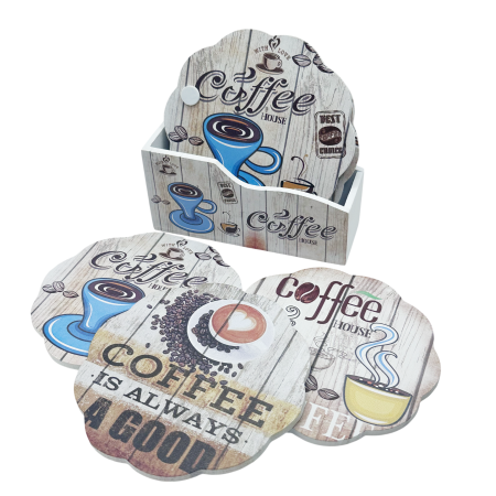 BUCATARIE & SERVIRE - Set 6 Suporturi pahare COFFEE HOUSE