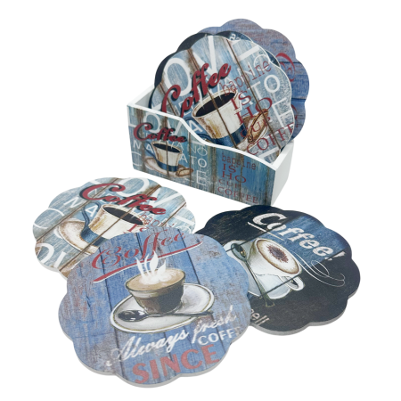 BUCATARIE & SERVIRE - Set 6 Suporturi pahare COFFEE TIME