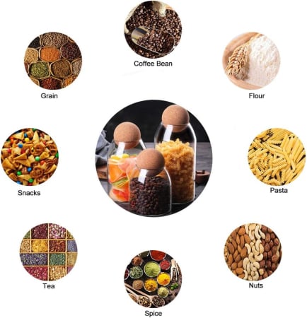 Set borcane din sticlă cu capac din plută – design natural pentru depozitare elegantă [1]