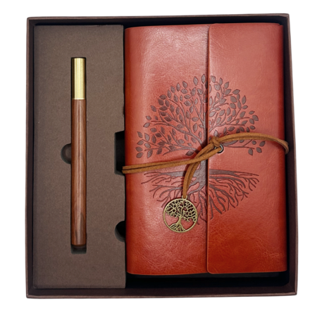 Agende & Articole De Scris - Set Cadou Agenda - Jurnal maro cu Pix maro