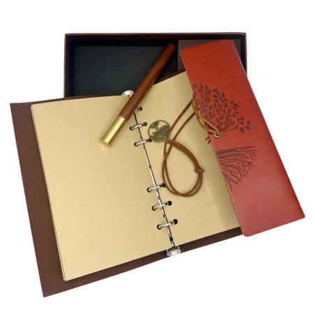 Set Cadou Agenda - Jurnal maro cu Pix maro [2]