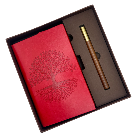 Agende & Articole De Scris - Set Cadou Agenda - Jurnal rosie cu Pix