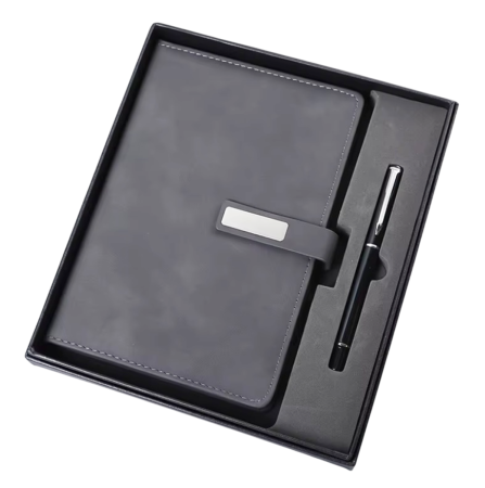 Agende & Articole De Birou - Set cadou, Agenda nedatata A5 si pix metalic ARCHIE DELUXE, Negru, 20x23cm