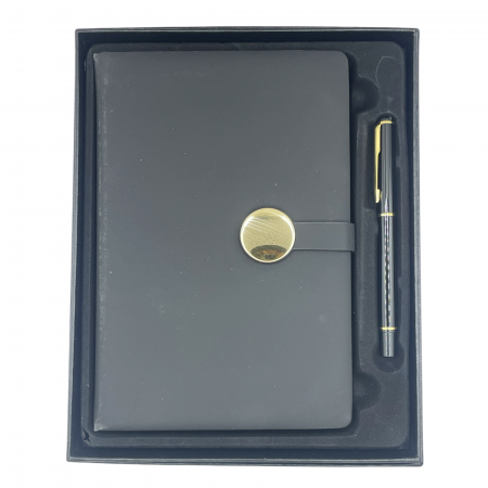 Agende & Articole De Birou - Set cadou, Agenda nedatata A5 si pix metalic COLLIN DELUXE, Gri, 20x23cm