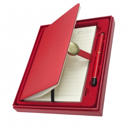 Set cadou, Agenda nedatata A5 si pix metalic COLLIN DELUXE, Rosu, 20x23cm [1]