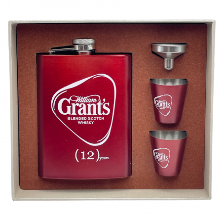 Pahare si Accesorii Bar - Set Plosca, 2 Pahare si Palnie GRANT, 250ml, Rosu