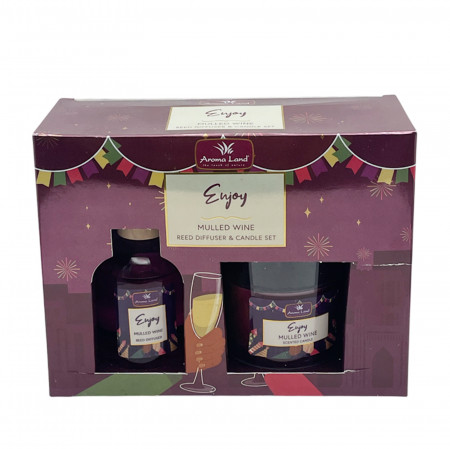 Aromaterapie - Set cadou Difuzor cu betisoare & Lumanare MULLED WINE