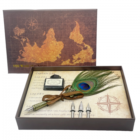 Pana de scris vintage PEACOCK, Set cu penite si calimara [1]