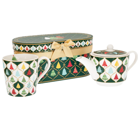 Set Cana & Ceainic din Portelan DIAMOND – Model Braduti [1]