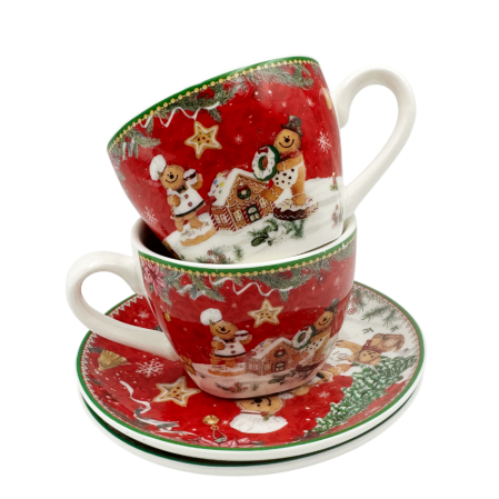 Set Ceainic, 2 Cesti si 2 Farfurii JOLLY - Model Turta Dulce [2]