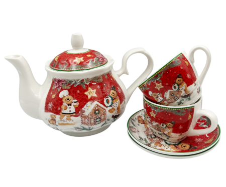 Set Ceainic, 2 Cesti si 2 Farfurii JOLLY - Model Turta Dulce [1]