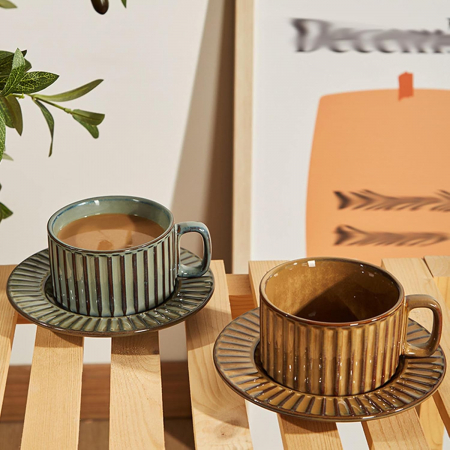 Servire Ceai & Cafea - Set 2 Cesti 200ml si 2 Farfurii VINTAGE ARKUS