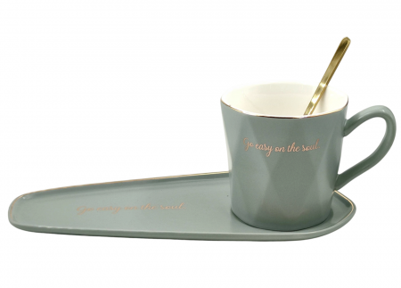 Servire Ceai & Cafea - Set Ceasca 250ml & Farfurie SOUL, Gri