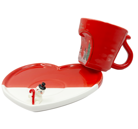 Set Ceasca cu Farfurioara Inima cu Mos Craciun JOY [2]