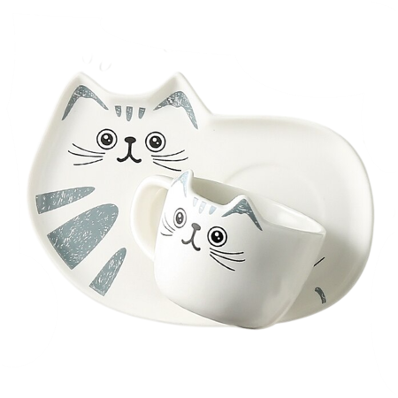 Cesti & Seturi de Cesti - Set adorabil cu ceașcă ceramică tip pisică