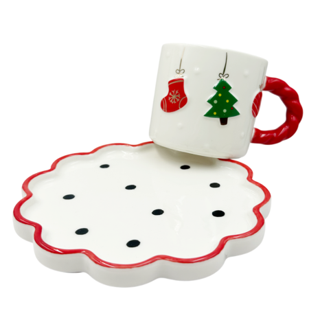 Set Ceasca SEASON si Farfurioara cu buline - Decor festiv [1]