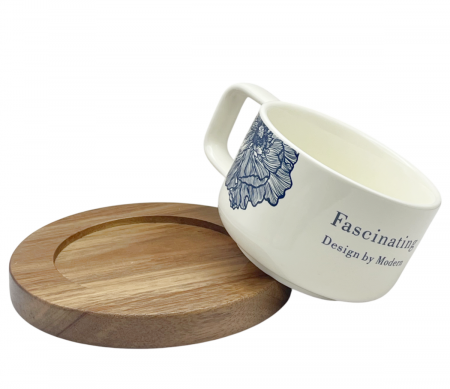 Set ceasca si farfurie RUTH, Alb/ Bleumarin, 250ml [1]