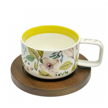 Servire Ceai & Cafea - Set ceasca si farfurie ACACIA, Verde, 250ml