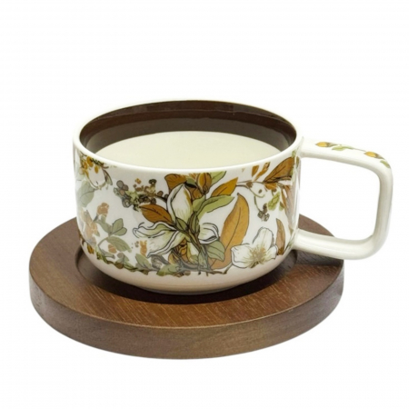 Servire Ceai & Cafea - Set ceasca si farfurie ACACIA, Maro, 250ml