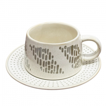 Servire Ceai & Cafea - Set ceasca si farfurie EXQUISITE, Maro, 300ml
