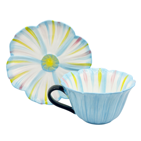 Set Ceasca si Farfurie floare BLOOM, Albastru [4]