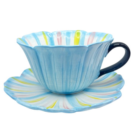 Set Ceasca si Farfurie floare BLOOM, Albastru [2]