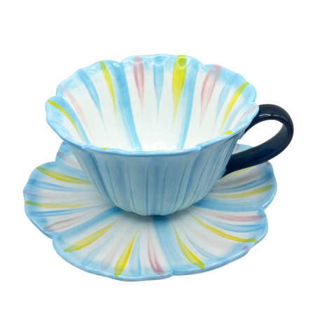 Cesti & Seturi de Cesti - Set Ceasca si Farfurie floare BLOOM, Albastru