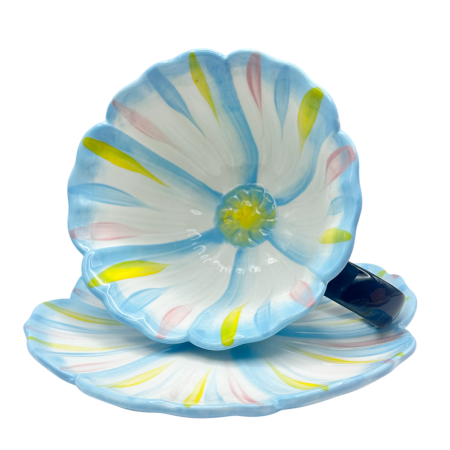 Set Ceasca si Farfurie floare BLOOM, Albastru [1]