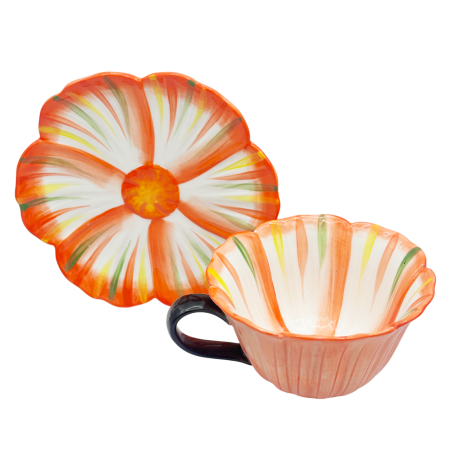 Set Ceasca portocalie si Farfurie floare BLOOM [2]