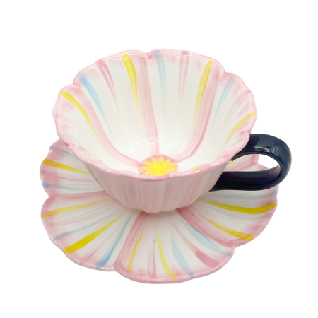 Cesti & Seturi de Cesti - Set Ceasca si Farfurie floare BLOOM, roz