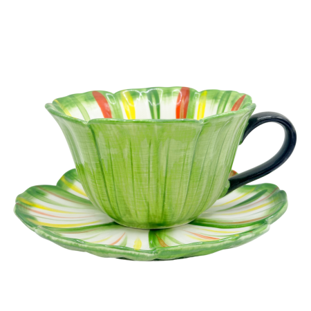 Set Ceasca verde si Farfurie floare BLOOM [1]