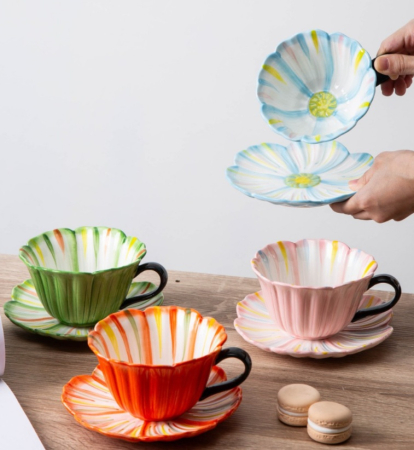 Set Ceasca portocalie si Farfurie floare BLOOM [1]