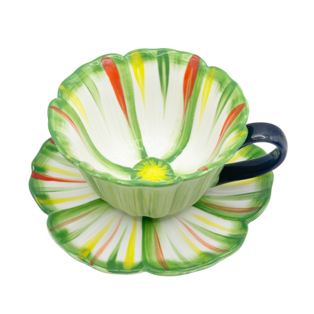 Cesti & Seturi de Cesti - Set Ceasca verde si Farfurie floare BLOOM