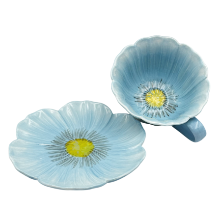 Set Ceasca si Farfurie floare POPPY albastru-deschis [2]
