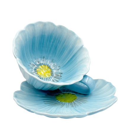 Set Ceasca si Farfurie floare POPPY albastru-deschis [3]