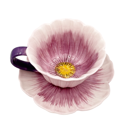 BUCATARIE & SERVIRE - Set Ceasca si Farfurie floare POPPY mov
